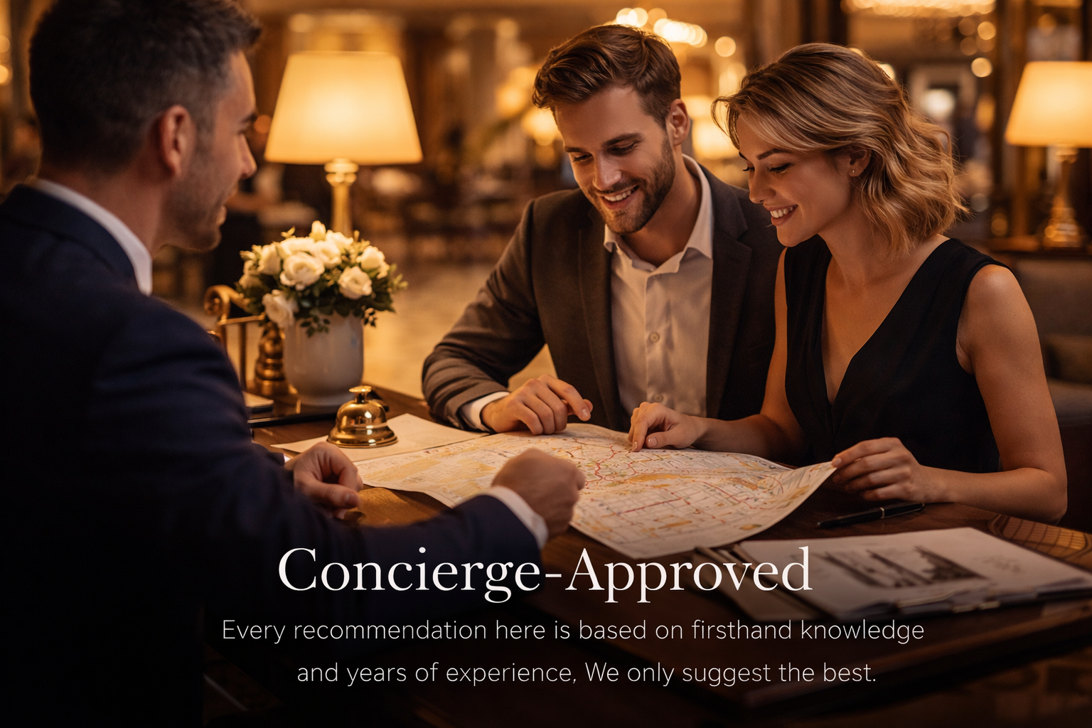 a concierge was serving a couple photo